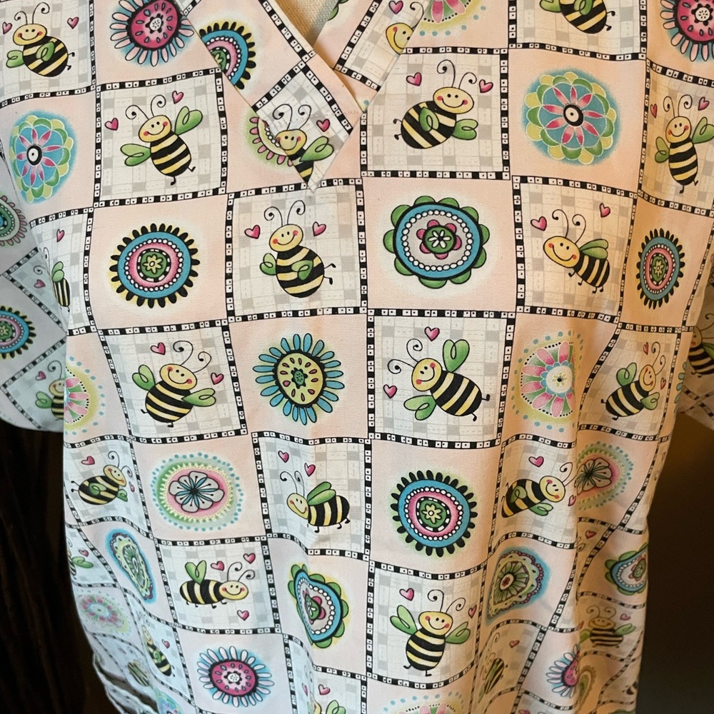 Colorful Patterned Scrub Top - Picture 2 of 4